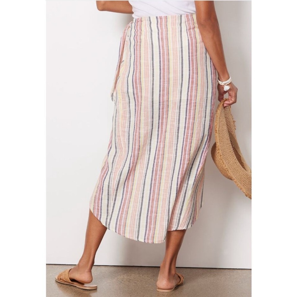 Free People Aubrey Sarong Skirt Wrap Skirt Colorful Stripes Cotton Size 12 Beach - Picture 3 of 15
